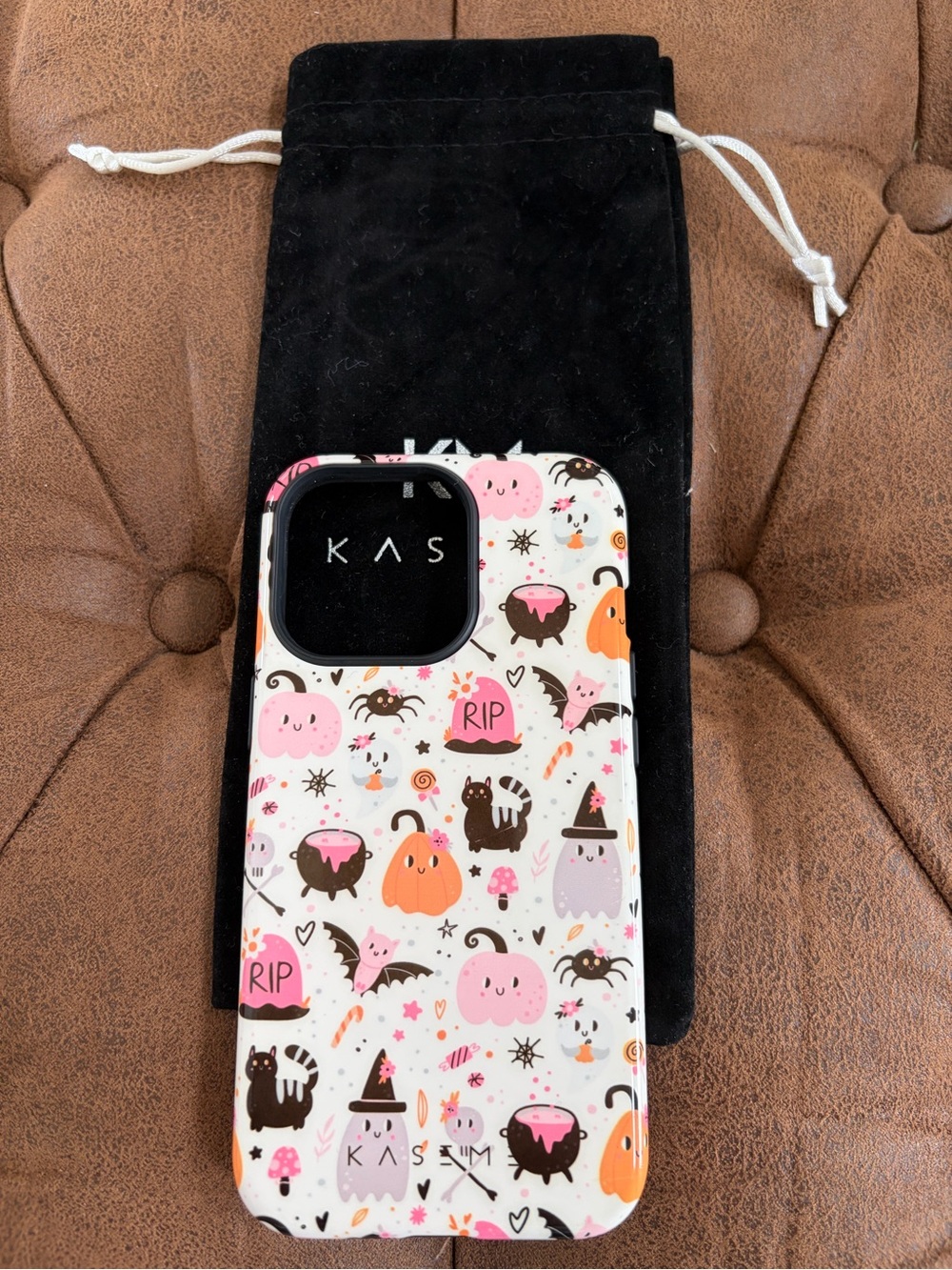 KASEME Pink & White Halloween Trick or Treat iphone 13 Pro phone case